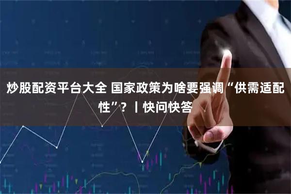 炒股配资平台大全 国家政策为啥要强调“供需适配性”? 丨快问快答